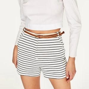 Zara High Waisted Crop Shorts with Belt
